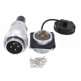 Eonvic WEIPU WS28 Plug Waterproof IP67 Metal Plug Socket Square Socket Panel Mount Aviation Cable Connector (4Pin)