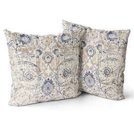 Snycler Set of 2 Boho Pillow Covers 24x24 Inch Geometric Tribal Carpet Pattern Short Plush Throw Pillows Covers Yellow Blue Distressed Vintage Outdoor Decorative Cushion Covers