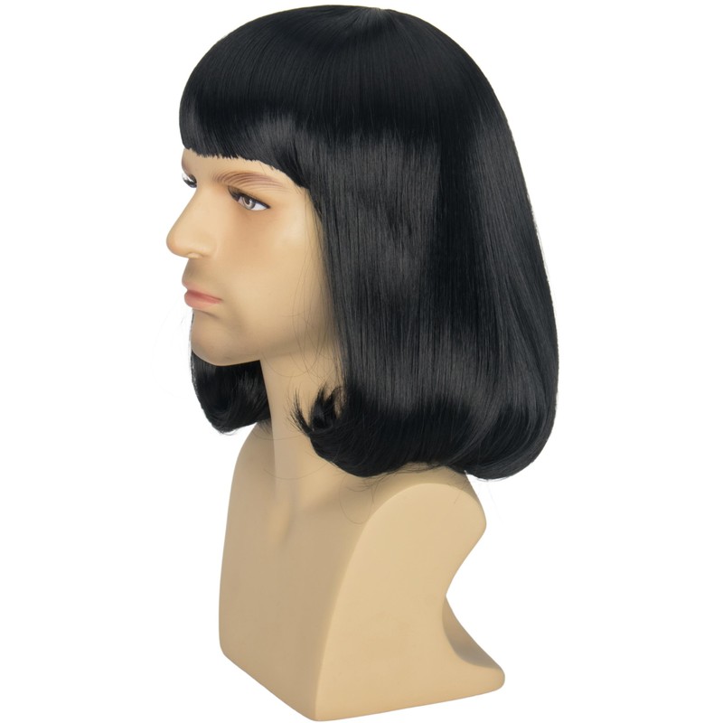 Cosela Farquaad Men Funny Short Black Bob Wig with Full