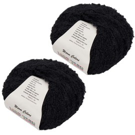 CABODYALS 2 Skein Black Fluffy Chunky Yarn Assorted Blanket Loop Jumbo Crochet Bulky Knitting Acrylic Softy Variegated Velvet Polyester Beginner Needles Yarn for Sewing Making Clothes Crafts
