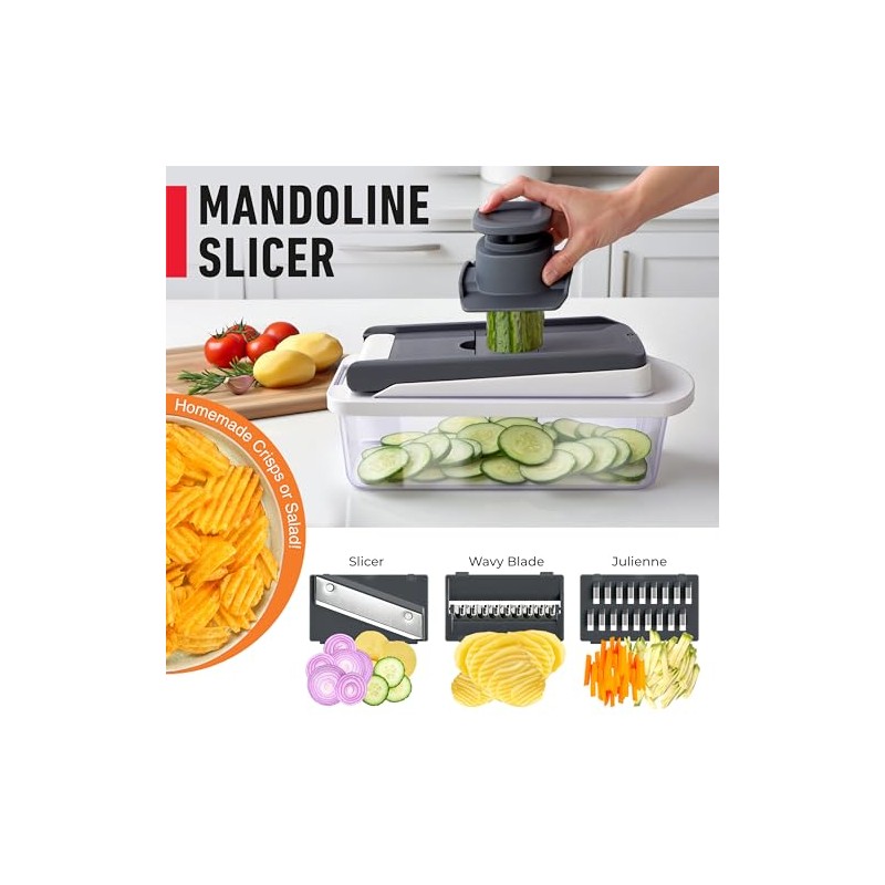 Mueller Original Pro Chopper - Versatile 10-in-1 Vegetable Cutter