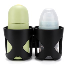 Universal Cup Holder by Accmor, Stroller Cup Holder with Dual Cup Holders, Large Caliber Designed Cup Holder, 360 Degrees Rotation Cup Drink Holder, Black