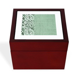 CafePress Spring Mint Green Burlap Lace Memory Keepsake Jewelry Box, 5"x5"x3.75"