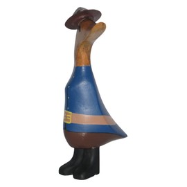 Brave Wings Hand Carved Wooden Bamboo Duck ~ Cowboy Duck 20.5cm High ~ Ornament Sculpture Figurine Statue Unique Table Decoration Home Decor ~ 5343