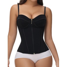 SHAPSHE Waist Trainer for Women Tummy Control Vest Black Corset Shapewear Bustier Tank Tops Going Out Underbust Body Shaper with Straps