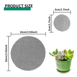 Andiker 20Pcs Pot Hole Mesh Pad, 3.92in and 1.96in Freely Cropping Round and Square Plant Mesh Pads Breathable and Prevent Soil Loss Flower Pot Liners for Bottom Plant Drainage Screen Mesh (Black)