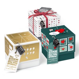 SURPRISA Gift Boxes Set, Pack of 3 Puzzle Boxes for Money Gifts & Vouchers, Valentine's Day, Anniversary & Wedding, Stamp Puzzles, Heart Puzzles & Love Puzzles, Size S (12 cm)
