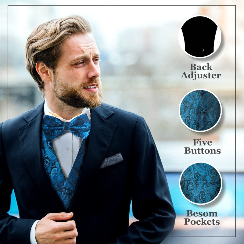 Juego de 4 piezas de chaleco de cachemira, pañuelo de