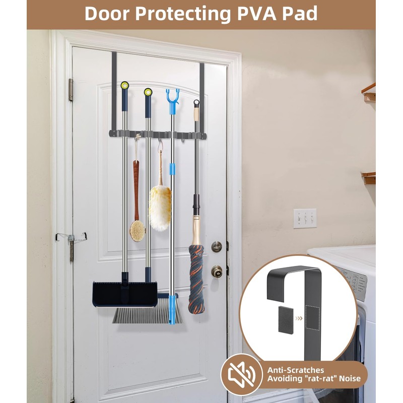 Broom Holder Over The Door-304 Stainless Steel Mop and Broom