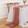AOKSUNOVA Dusty Rose Cheesecloth Table Runner Boho Table Runner Pink
