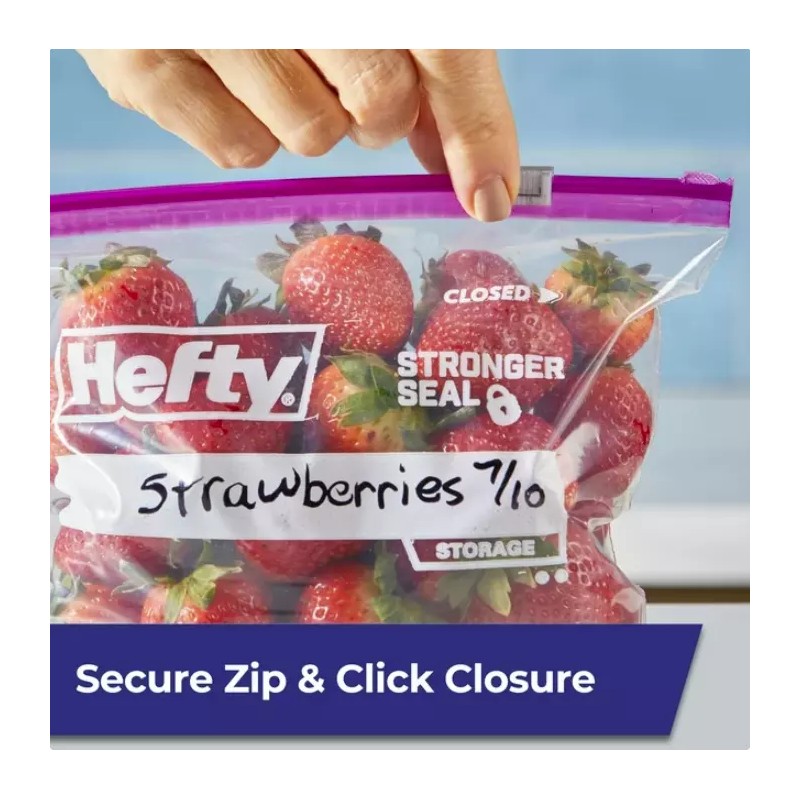 Hefty Slider Storage Bags, Half Gallon Size, 40 Count