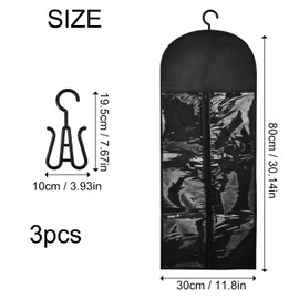 Wig Bags Storage With Hair Hook, 3PCS Long Hair Extension Holder Wig Storage Bag Portable and Versatile Wigs Carrier Case for Style Hair(Black)