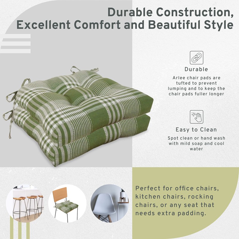 Arlee Chair Cushions for Dining Chairs, Set of 2 -