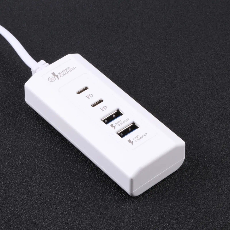 Multicargador Carga Rápida 2 X Usb 2 X Tipo C