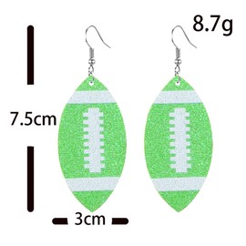 CHUNYANAN Unique Fashion Sequined Leather Football Dangle Drop Earrings for Women Sparkly Charm Tassel Football Earrings Jewelry Gift (Green Earring)
