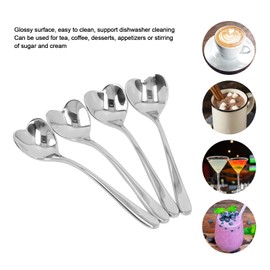 4 Pieces Coffee Spoons Stainless Steel Heart Shaped Tea Dessert Sugar Stirring for Cafe Mini Spoon Dessert Espresso Bar Set for Ice Cream Cocktail Milkshake