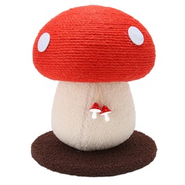 Mushroom Shaped Cat Scratch Post, Durable Grinding Claws Sisal Interactive Cat Scratch Pad Mat, Scratching Post Hung with Small Mushroom Accessories Cat Scratching Board for Pets Cats