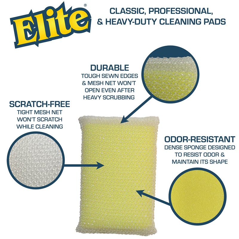 Elite PRO All Purpose Cleaning Pad, 2 Pack, Non Scratch,