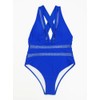 OKONOS Women's Mesh Patchwork One Piece Swimsuit - Deep V-Neck