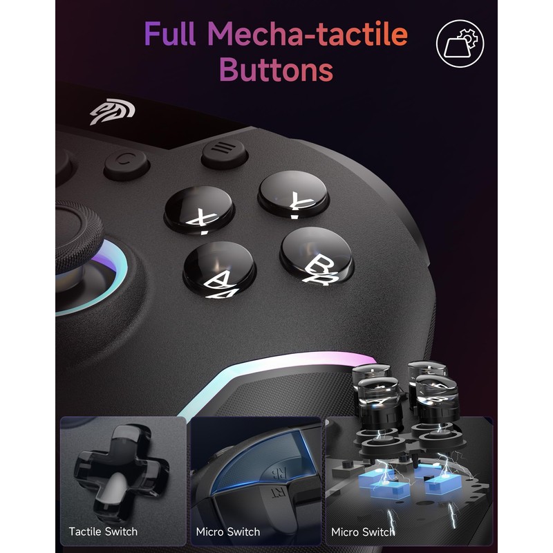 EasySMX X20 Wireless Gaming Controller with RGB Backlit, 2-Stage Hall