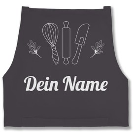 Geschenk mit Namen personalisiert by Shirtracer - Apron – Baking Apron – Your Name – Gift Idea Baking Hobby Baker, Christmas, Mother's Day, Birthday, Hobby Baker, 7 anthracite