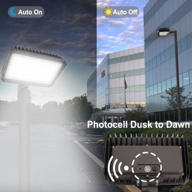 kadision 150W LED Flood Light with Dusk-to-Dawn Photocell, 150W-100W-75W Adjustable 130lm/W 5000K Daylight 100-277V IP65 Waterproof, Slip Fitter Mount LED Parking Lot Light, ETL Listed
