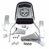 XKMT-Chrome Skull Backrest Sissy Bar w/Leather Pad Compatible With Kawasaki