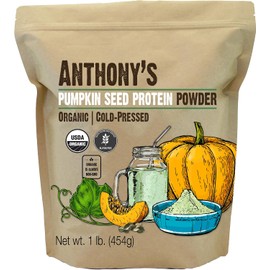Anthony's Proteína De Semilla De Calabaza Orgánica En Polvo, 1 Libra, Sin Gluten, Sin Ogm, Sin Sabor, Proteína De Origen Vegetal 30 Porciones (Paquete De 1)