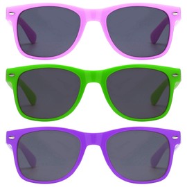 3 Pack Retro Vintage Smoke Lens Sunglasses Colored Plastic Frame Men Women