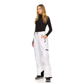 Arctic Quest Women's Snow Ski Pants Water Resistant Softshell Insulated Flare for Snowboarding Hiking Winter Outdoor Pants, White, X-Large