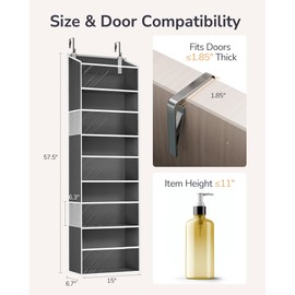 ULG Clear Over The Door PVC Organizer with 4 Pockets Hanging Storage for Bathroom, Closet, or Bedroom，Dark Gray