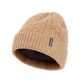 Zylioo XXL Oversize Cable Beanie Cap,Women's Winter Knitted Wool Hats,Soft Warm Skull Cap Beanies with Lined Khaki