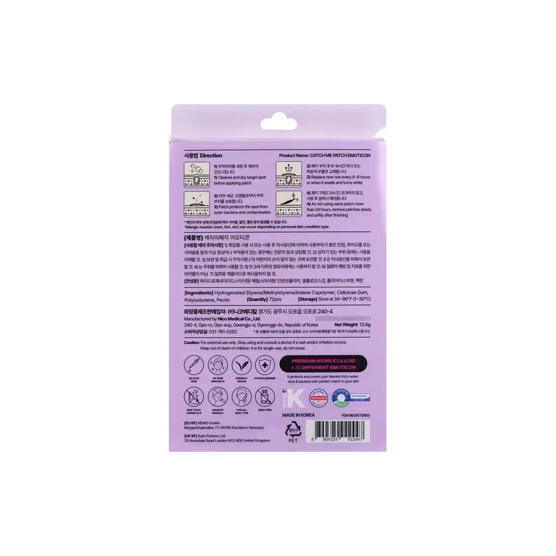 Parche Anti Acné Emoticon Love 72 Piezas Catch Me Patch