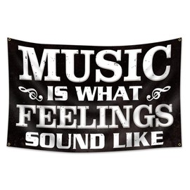 Vintage Music Sign Flag Tapestry 3x5 Ft with 4 Brass Grommets