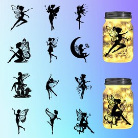 INFUNLY 12Pcs Laser Cut Card Fairies 3.5"x3.9" Fairy Scrapbook Fairy Silhouettes Mermaid Cutouts Fairy Die Cuts for Gifts DIY Crafts Wall Painting Scrapbook Windows Glass and Phones Decoration