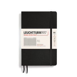 LEUCHTTURM1917 362869 Notebook Paperback (B6+), Soft Cover, 123 Numbered Pages, Black, Squared