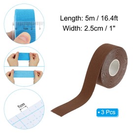 PATIKIL 16.4ft x 1 Inch Aerial Hoop Tape, 3 Roll Athletic Tape Adhesive Non-Slip Grip Tape Yoga Rig Sports Tape for Wrapping Exercises Gymnastics, Brown