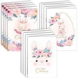 Easter Cards with Envelope Set of 12 Hinged Merry Easter Greeting Cards in A6 Folding Cards Delicate Pastel Shades Rabbit Flowers Happy Easter Cards Card Set Envelope High Quality Business
