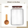 Varku 2000 ml Glass Tea Canister with Wooden Lid, Air-Tight