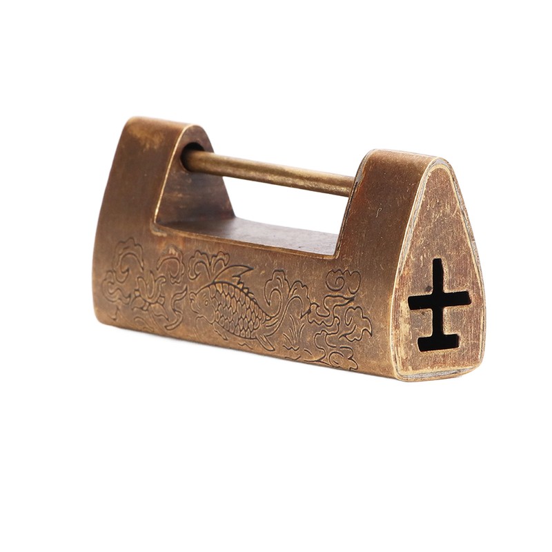Chinese Antique Lock Spacing 4.3cm/1.7in Brass Chinese Old Style Padlock