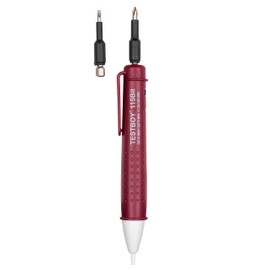 Testboy 115 Bit Non-Contact Voltage Tester from 12 V AC with Integrated Bit Holder (High-Quality Volt Detector with LED Display, Includes Screwdriver Function), Red