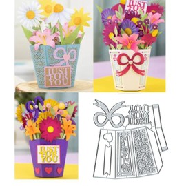 3D Vase Flower Basket Metal Die Cuts,3D Heart Flower Basket Cutting Dies Cut Stencils for DIY Invitation Card Scrapbooking Album Decorative Embossing Paper Dies Card Making