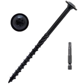 LIONMAX Lag Screws 4 Inch, Structural Wood Screw #14 x 4", 50-PCS Heavy Duty Construction Screw, Rust Resistant, Washer Head, Black Coated Exterior Wood/Lag/Timber Screws, Star Drive with Bit