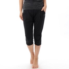 G-FIT GFL979S Women's Fitness Wear, Loose-Fit Capri Pants, GFL979S B, Black, M