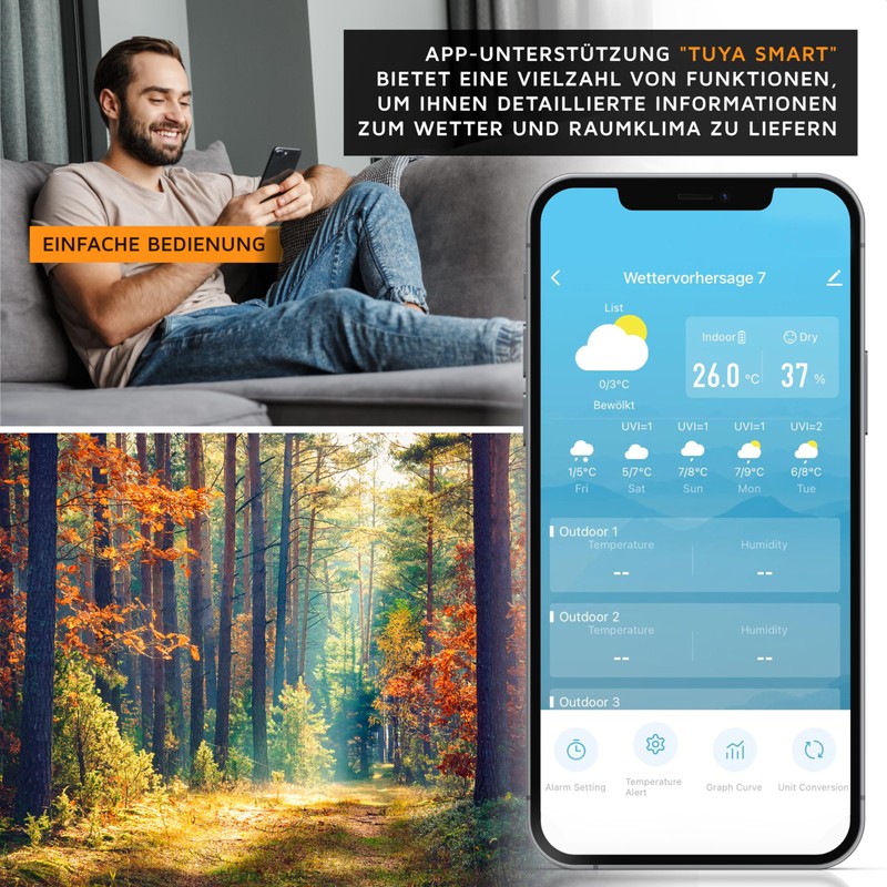 Brandson - Wireless Weather Station with Outdoor Sensor WiFi -