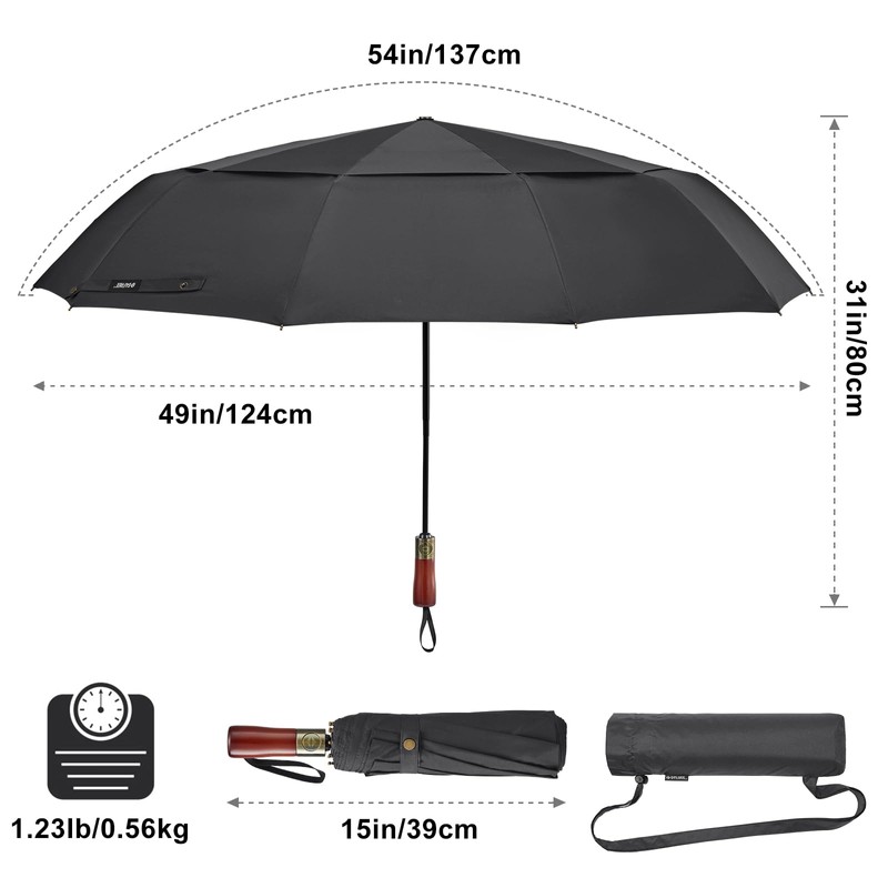G4Free 54 inch Large Compact Windproof Golf Umbrella for Rain