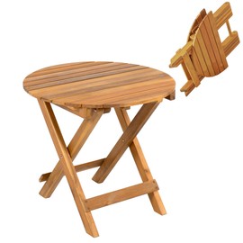 Klwenas Maec Folding Outdoor Side Tables, Portable Adirondack Side Table with X-Type Frame, Weather Resistant End Table for Patio, Backyard, Camping, Pool, Beach, No Assembly (Brown)