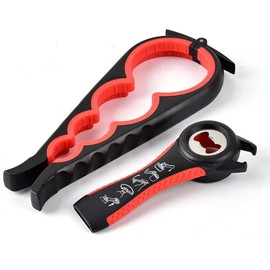 Can Opener Jar Opener & Bottle Opener Multifunction Bottle Lid Grippers for Weak Hand, Arthritis Sufferers, Elderly, Seniors,Women (Black, Pack of One)