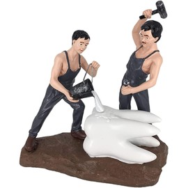 Funny Resin Dentist Statues Fixing Giant Tooth - Dental Office Desk Decor, for Dentists, Graduates & Teachers, Cute Clinic Decoration (White)