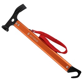 Peg Hammer, Tent Hammer, Camping Hammer, Lightweight, Aluminum, Outdoor Mountaineering, Touring, Multi-functional, Peg Stripping, High Carbon Steel, Aluminum, Outdoor Mountaineering, Touring, Campsites (Orange)